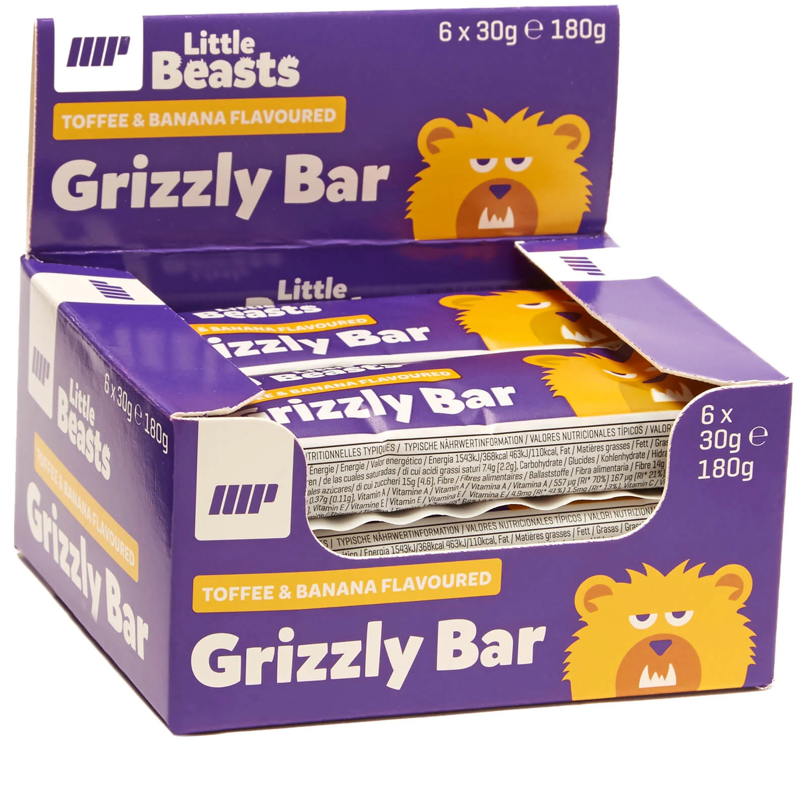 Little Beasts Grizzly Bar - Paket od 6 - 6 x 30gPločice - Toffee & Banana Slika 1