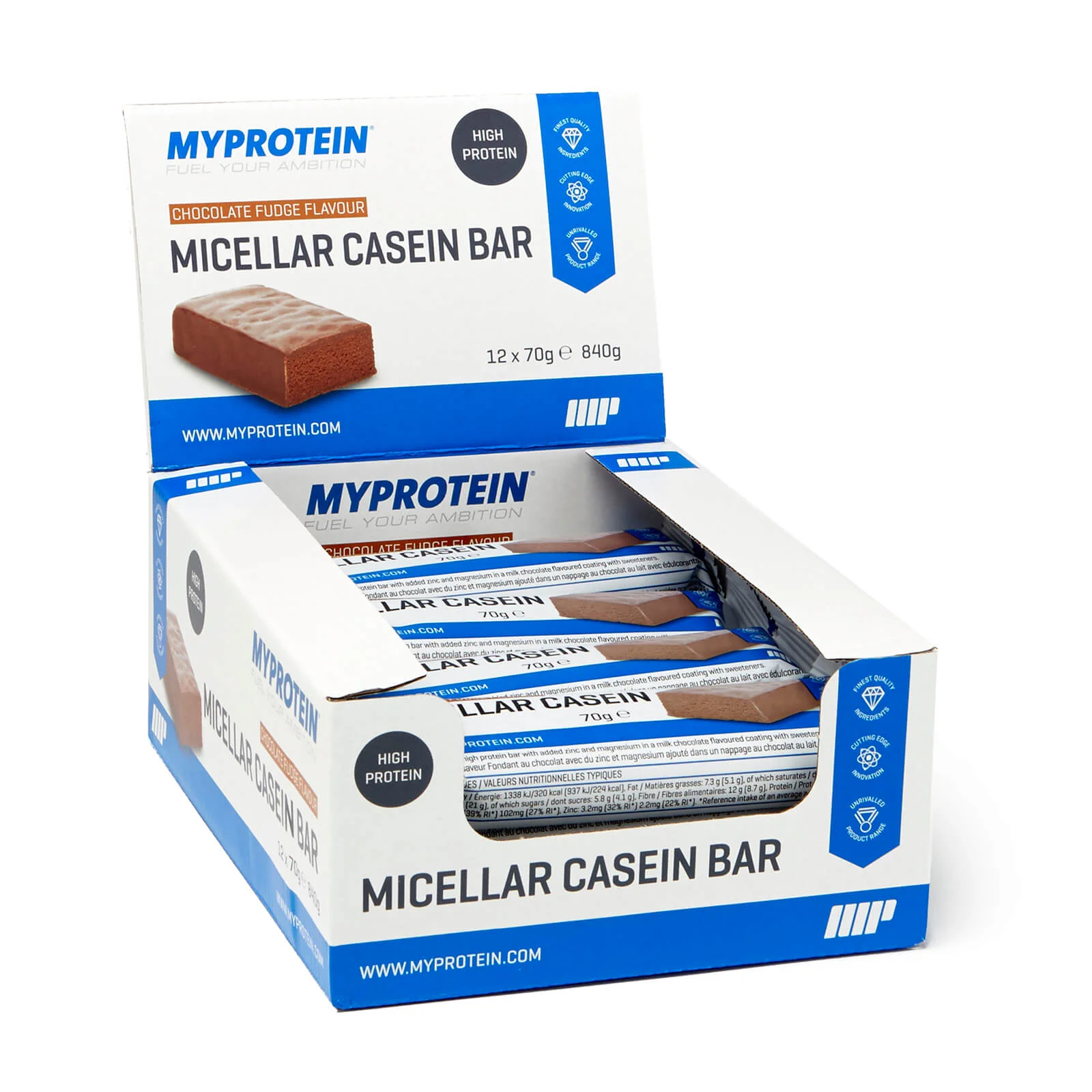 Kazein Proteinska Pločica Sa Sporim Otpuštanjem - 12 x 70g - Chocolate Fudge Slika 1