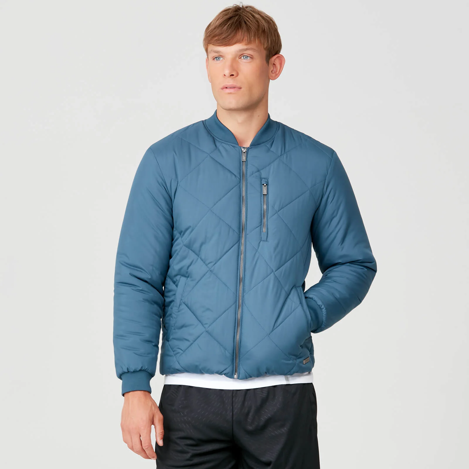 MP Men's Pro-Tech Quilted Bomber Jacket - Petrol Blue - XS Slika 1