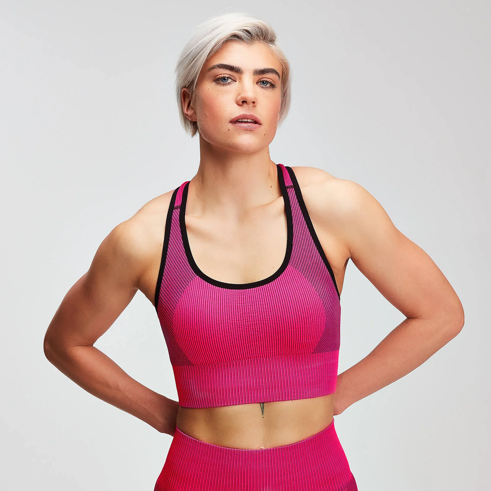 MP Women's Contrast Seamless Sports Bra - Super Pink - XS Slika 1