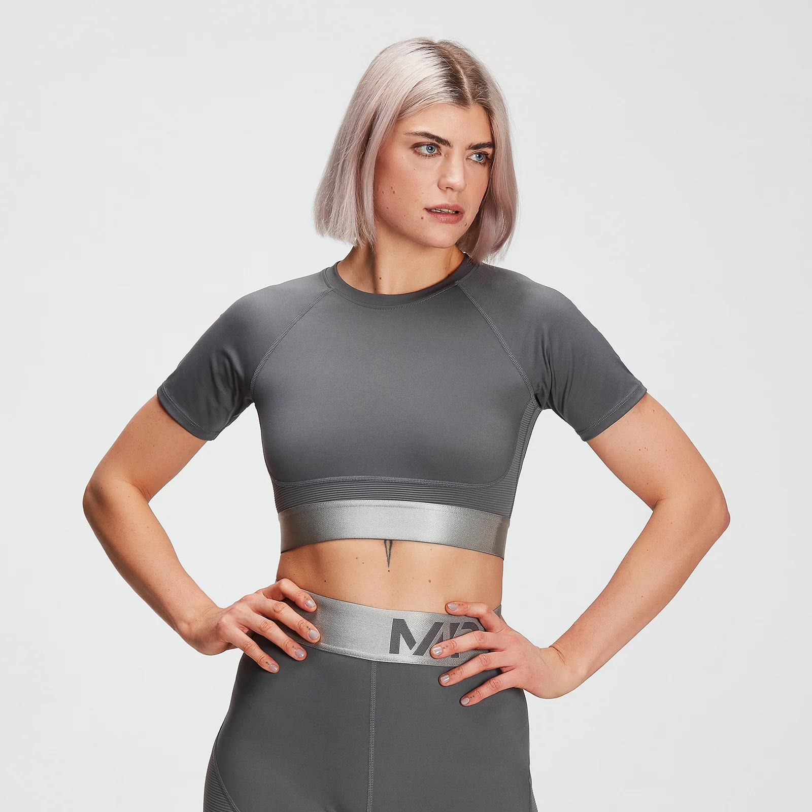 MP Women's Adapt Textured Crop Top- Carbon - XXL Slika 1