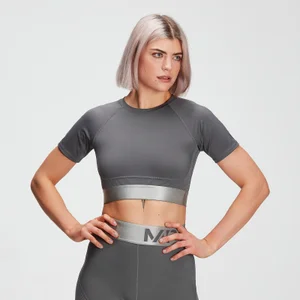 MP Women's Adapt Textured Crop Top- Carbon - Size XXL
