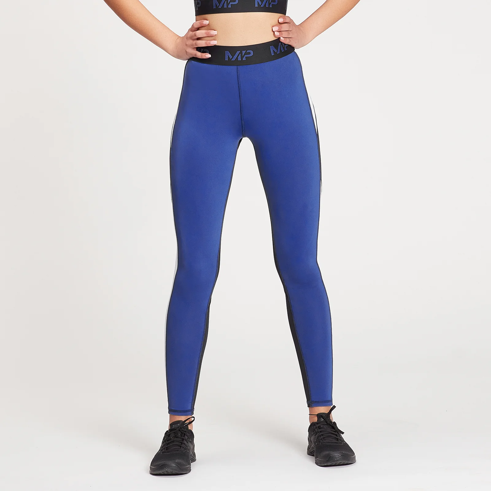 MP Women's Engage Colour Block Leggings - Black / White / Cobalt - XXS Slika 1