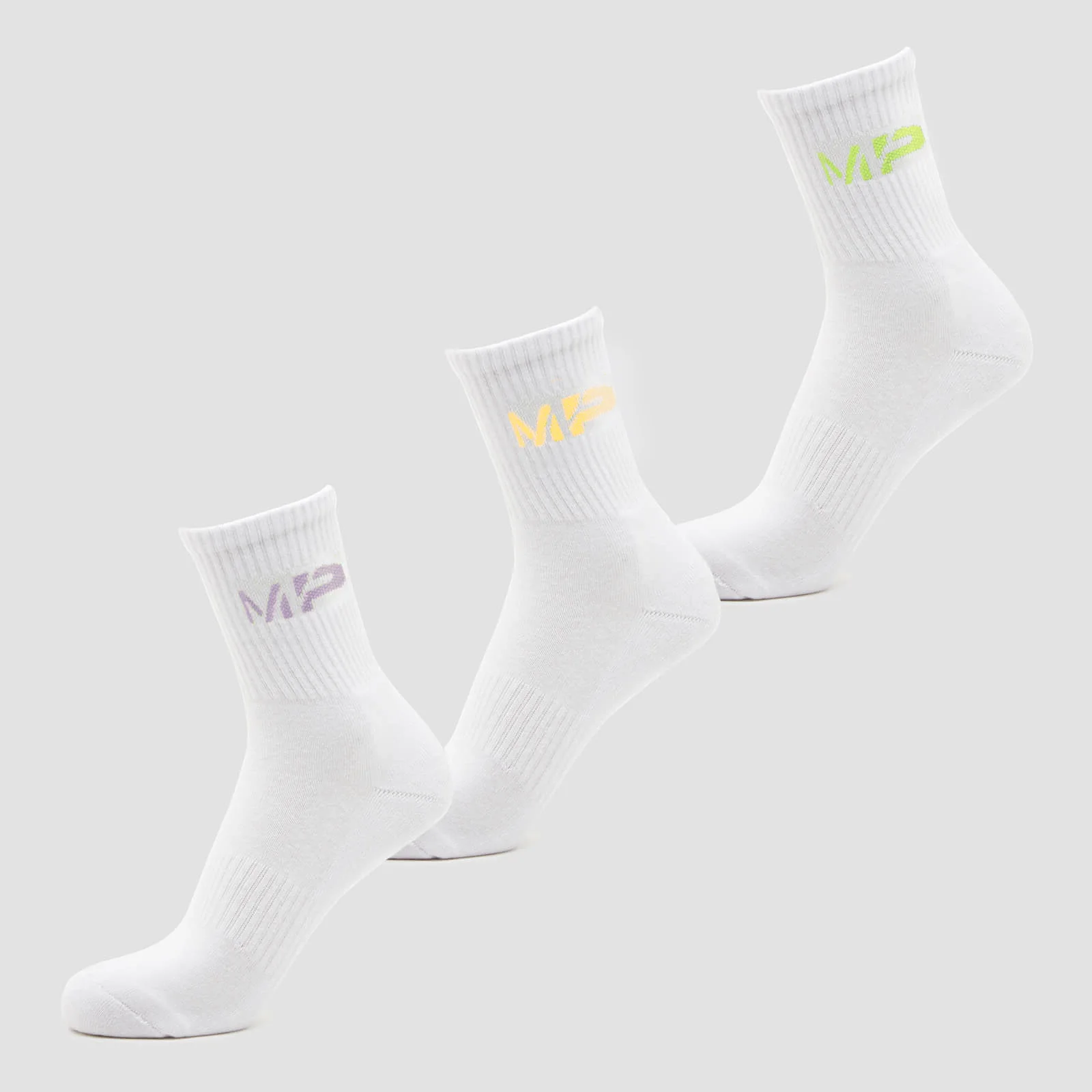 MP Women's Neon MP Logo Crew Socks (3 Pack) Butterfly/Banana/Lavender - UK 3-6 Slika 1