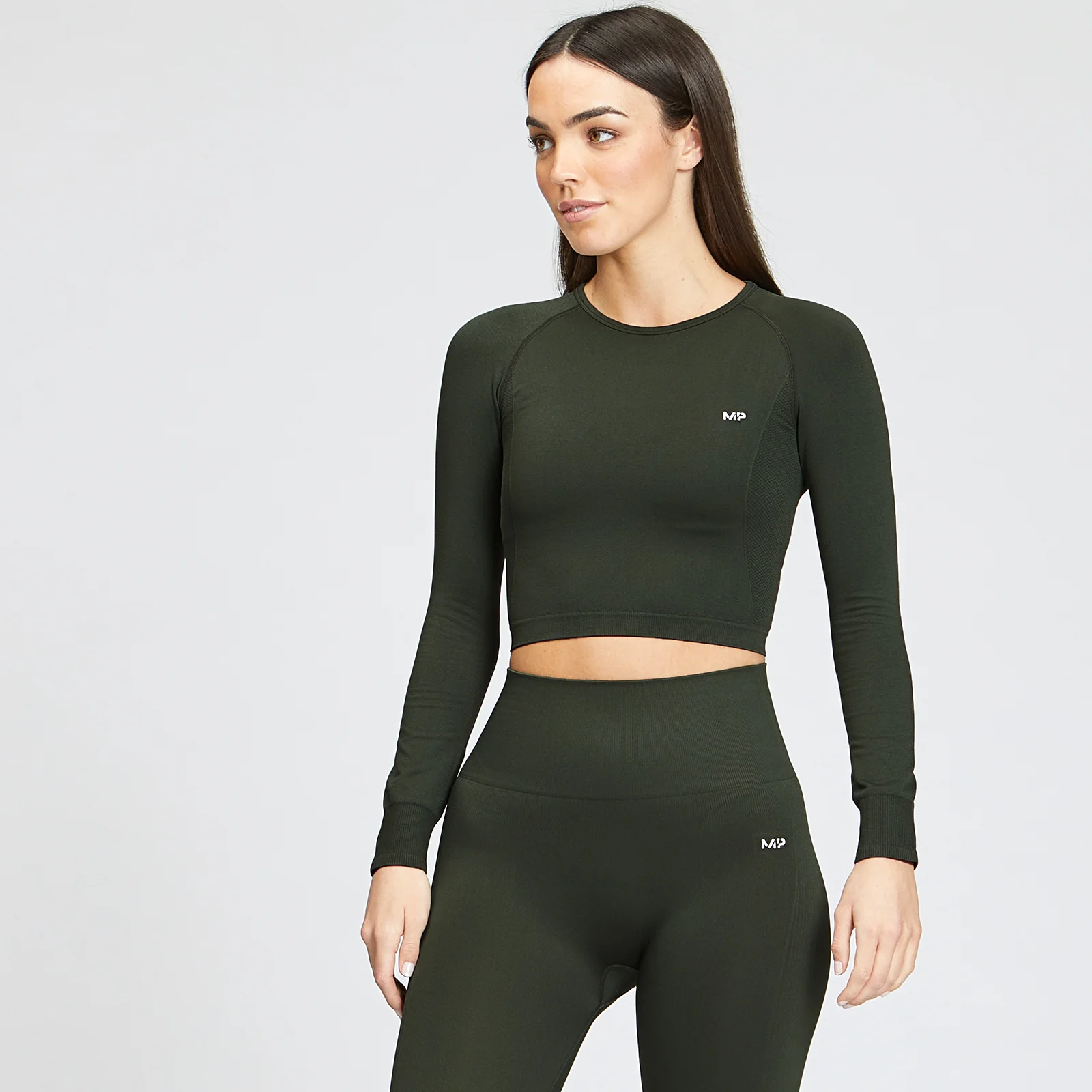 MP Women's Shape Seamless Long Sleeve Crop Top - Vine Leaf - XXS Slika 1