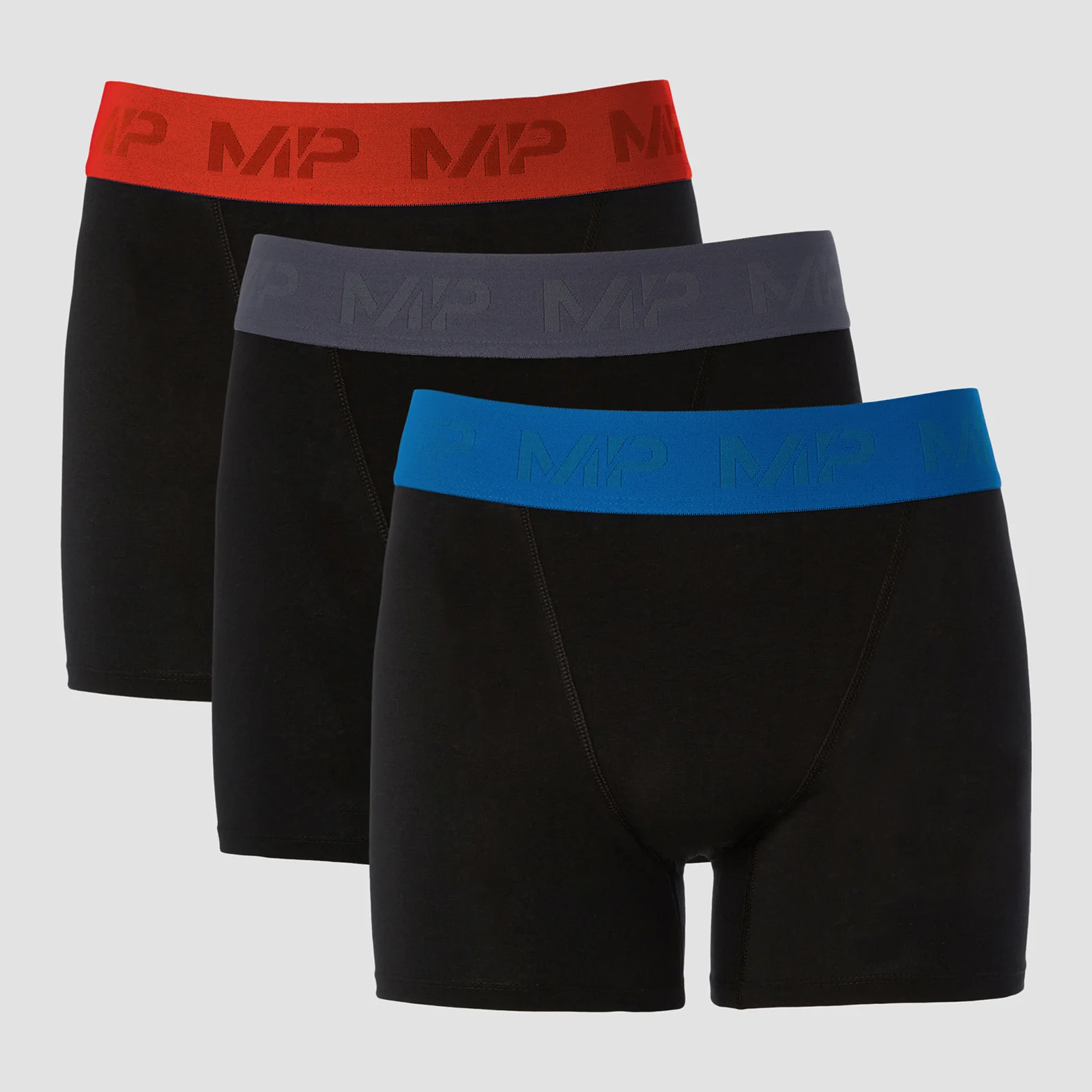 MP Men's Coloured Waistband Boxers (3 Pack) - Black/Graphite/True Blue/Fire - XXS Slika 1