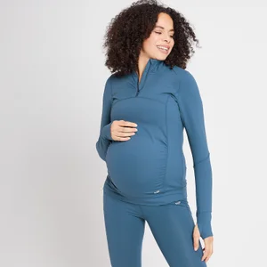 MP Women's Power Maternity 1/4 Zip - majica dugih rukava sa rajsferšlusom za trudnice - sivoplava - Size XS