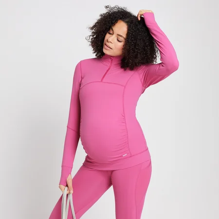 MP Women's Power Maternity 1/4 Zip - majica dugih rukava sa rajsferšlusom za trudnice - tamnoružičasta