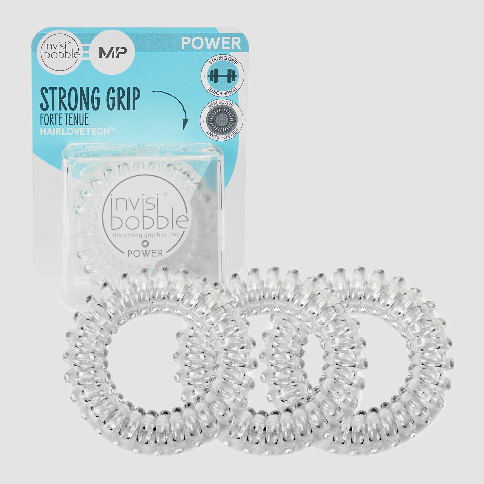 MP X Invisibobble® Power Reflective – gumice za kosu – prozirne – PAKOVANJE OD 3 KOMADA Slika 1
