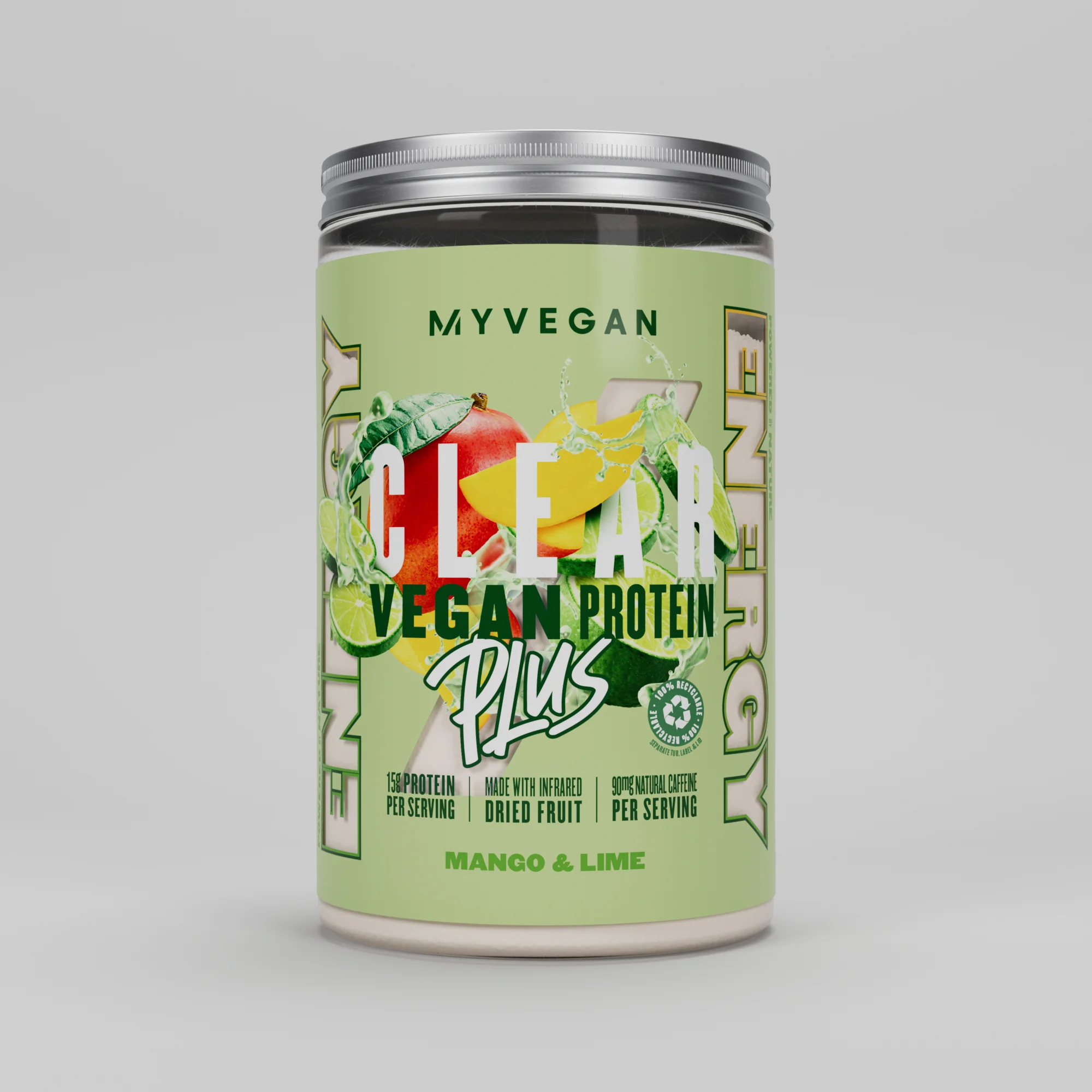 Clear Vegan Protein Plus – Energy - 375g - Mango & Lime Slika 1