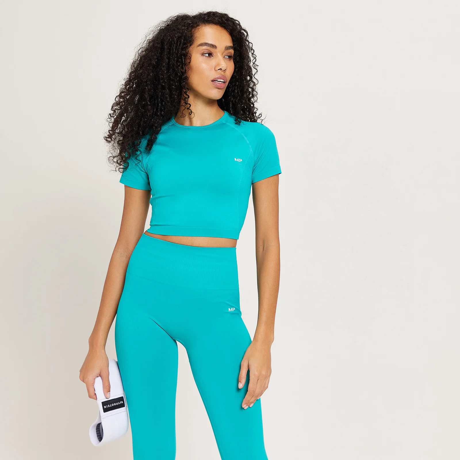 MP Women's Shape Seamless Crop Top - ženska kratka majica - petrolej-plava - XXS Slika 1