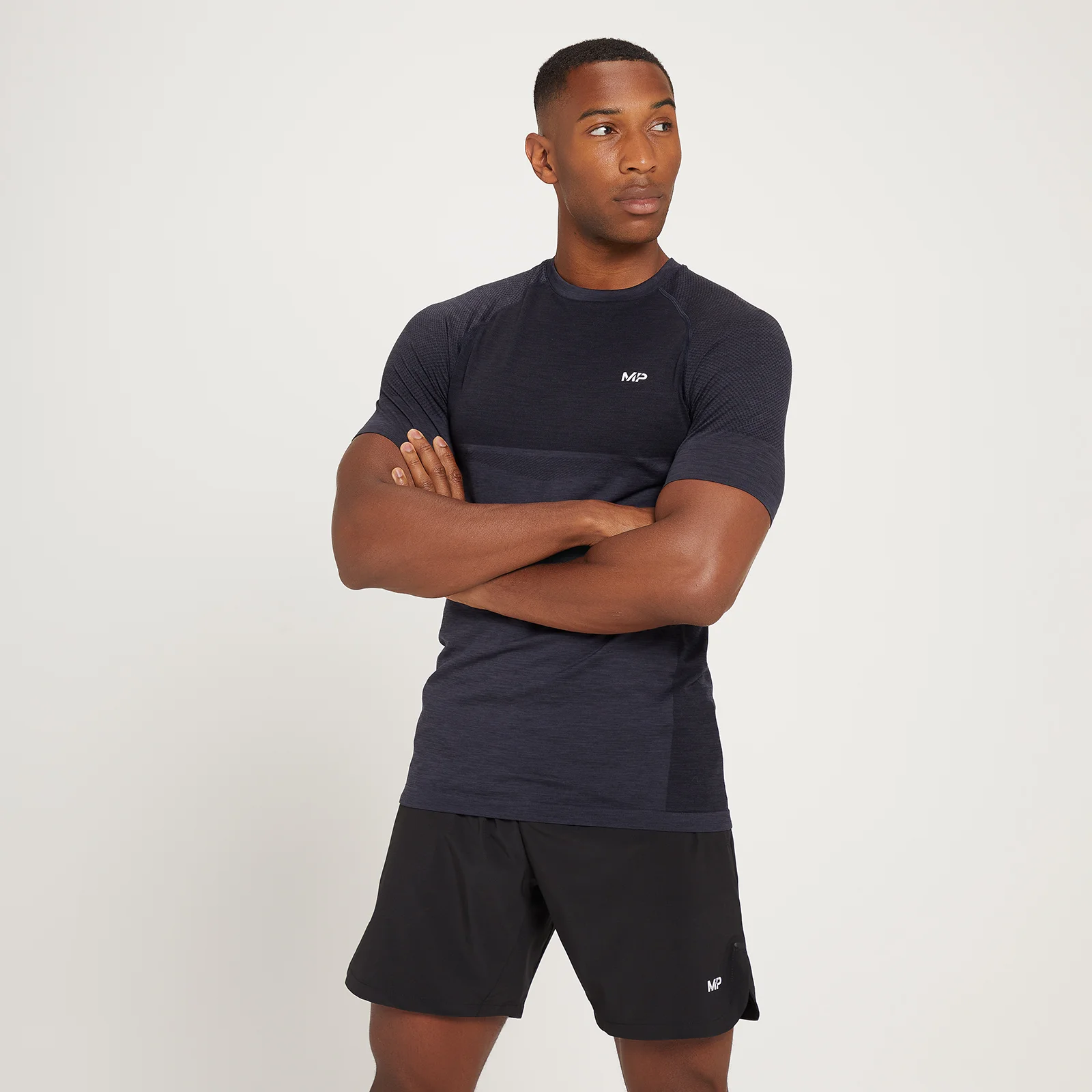 MP Men's Essential Seamless Short Sleeve T-Shirt - muška majica sa kratkim rukavima - crni melanž - XS Slika 1