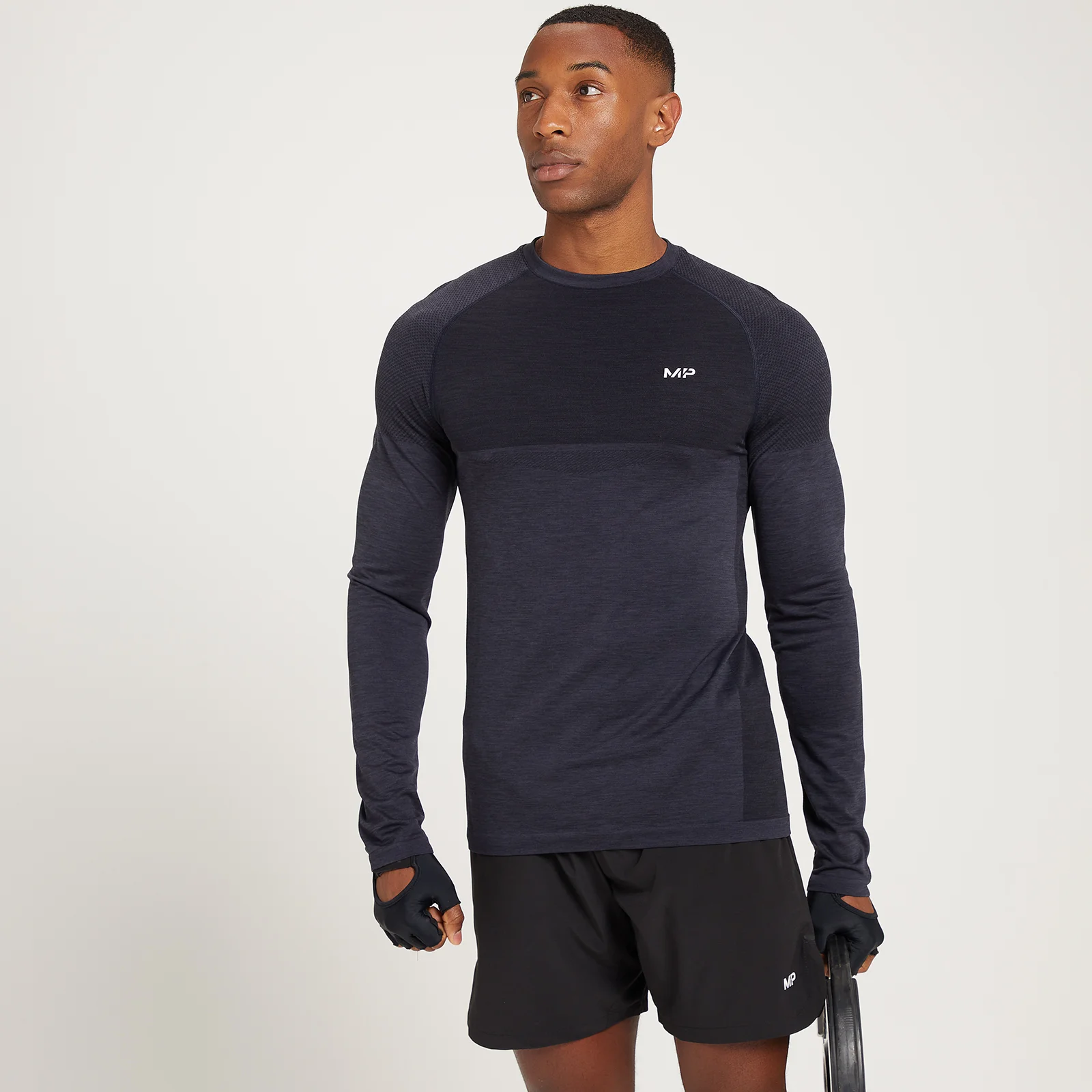 MP Men's Essential Seamless Long Sleeve Top - muška majica sa dugim rukavima - crni melanž - XS Slika 1