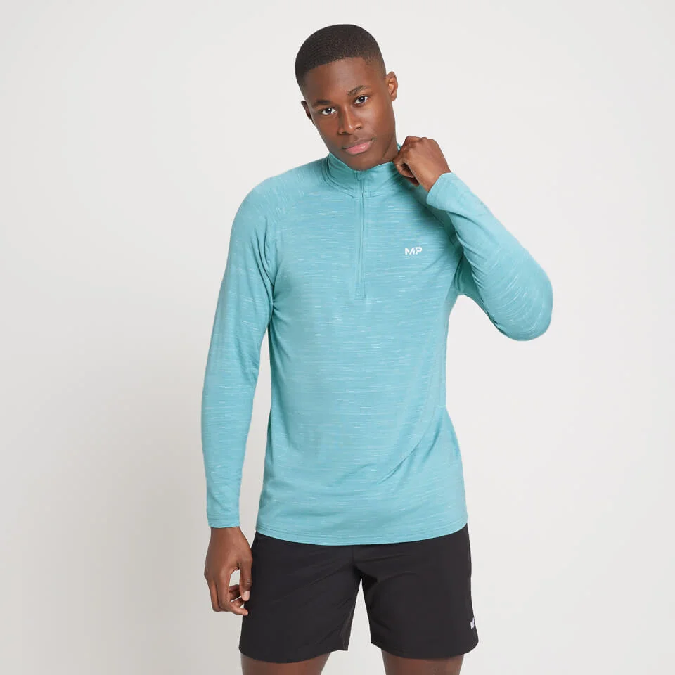 MP Men's Performance 1/4 Zip top - muška majica dugih rukava sa rajsferšlusom - sivozeleni melanž - XXS Slika 1