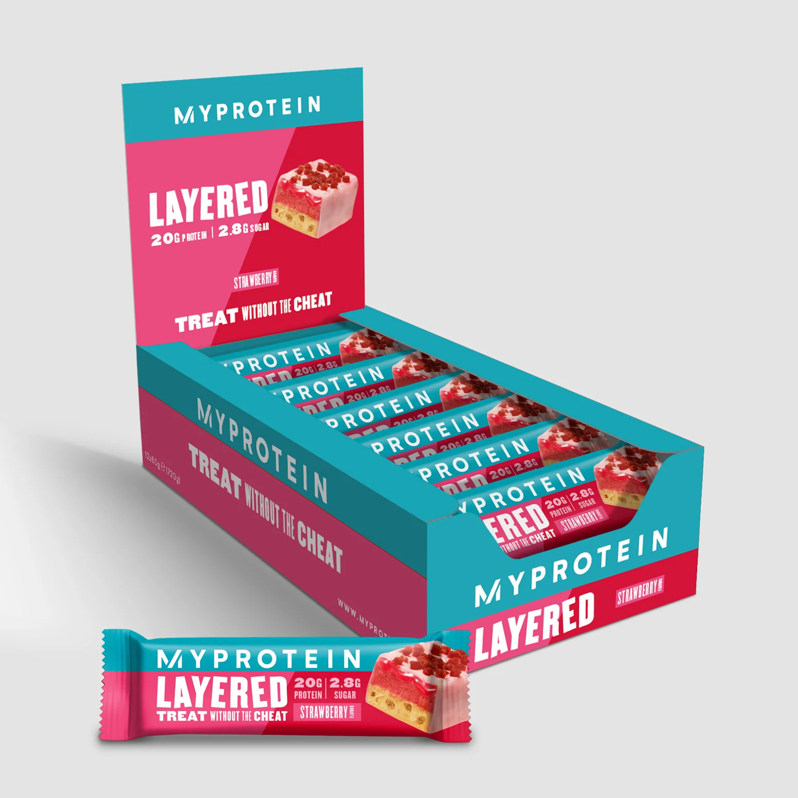Layered Protein Bar - 12 x 60g - Jagoda Slika 1