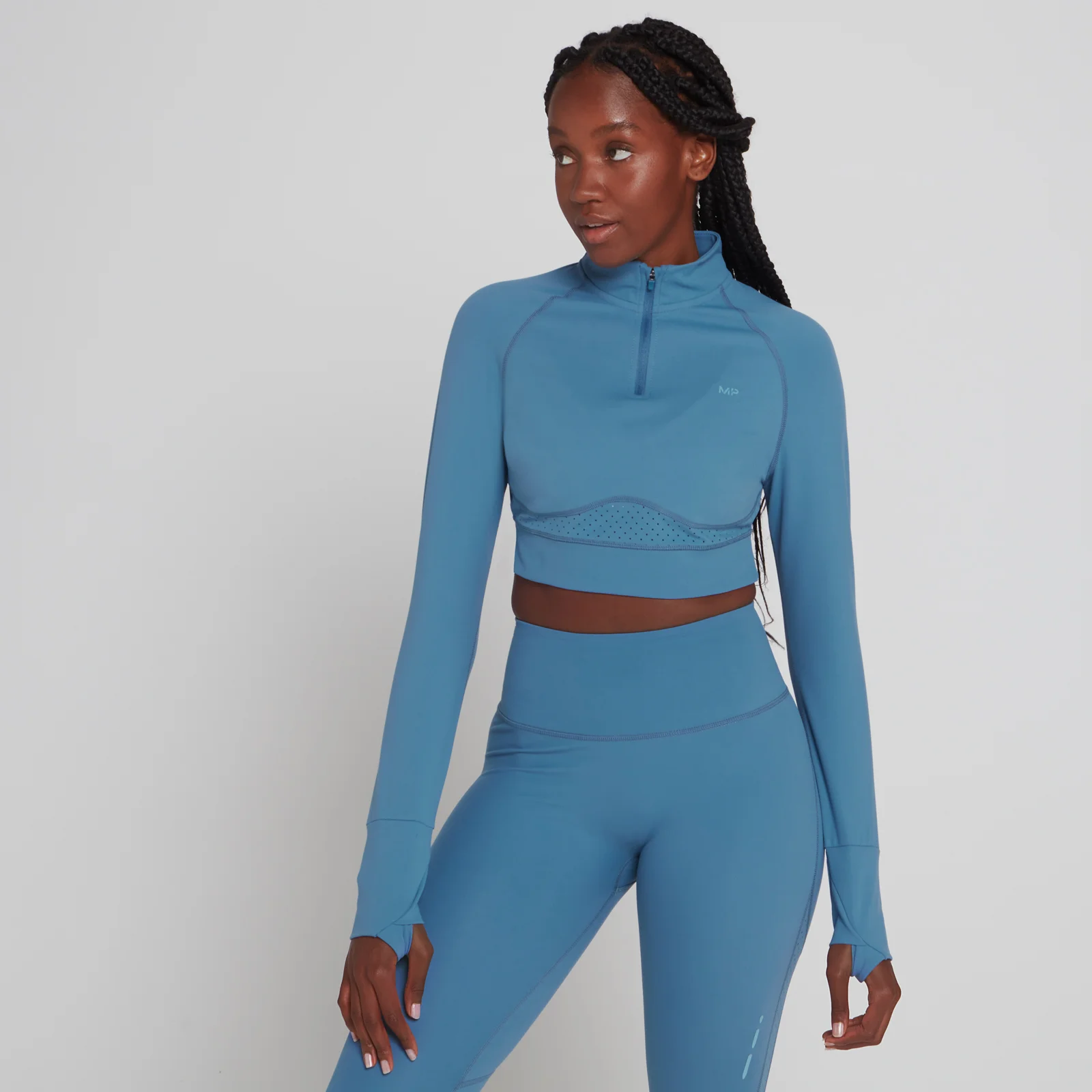 MP Women's Power Ultra Cropped 1/4 Zip - ženska majica dugih rukava - svetloplava - XXS Slika 1