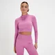 MP Women's Tempo Seamless 1/4 Zip Crop Top - ženska majica sa rajsferšlusom - ružičasta zebra