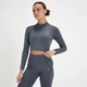 MP Women's Tempo Seamless 1/4 Zip Crop Top - ženska majica sa rajsferšlusom - antracit