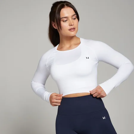 MP Women's Shape Seamless Long Sleeve Crop Top − ženska majica sa dugim rukavima − bela