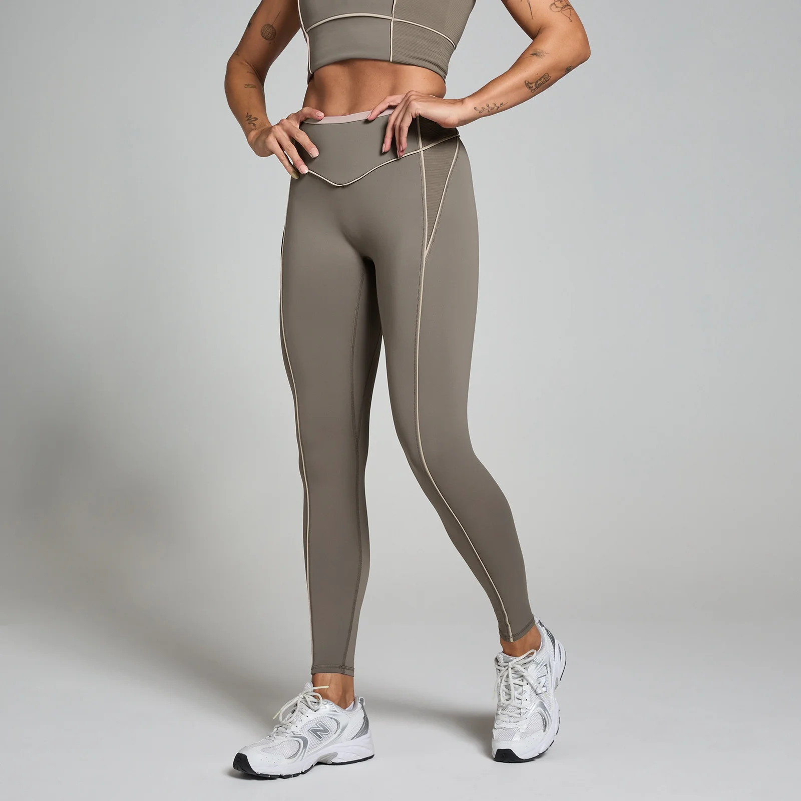 MP Women's Tempo Contrast Texture Leggings - ženske helanke - espreso-kafa - XL Slika 1