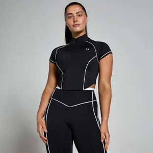 MP Women's Tempo Contrast Piping 1/4 Zip Top - ženska majica sa rajsferšlusom - crna - Size M