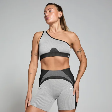 MP Women's Contrast Rib Seamless Bra - ženski grudnjak - crni/sivi
