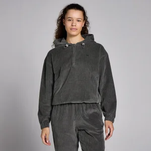 MP Women's Lifestyle Corduroy 1/4 Zip Hoodie - ženska dukserica - čeličnosiva - Size L