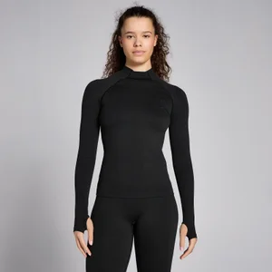 MP Women's Lifestyle Waffle Seamless Long Sleeve Top - ženska majica sa dugim rukavima - crna - Size M