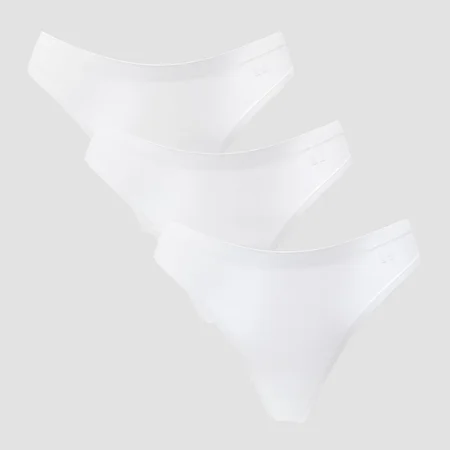 MP Women's Mid Rise No VPL Thong (3 Pack) - ženske tange (pakovanje od 3 komada) - bele