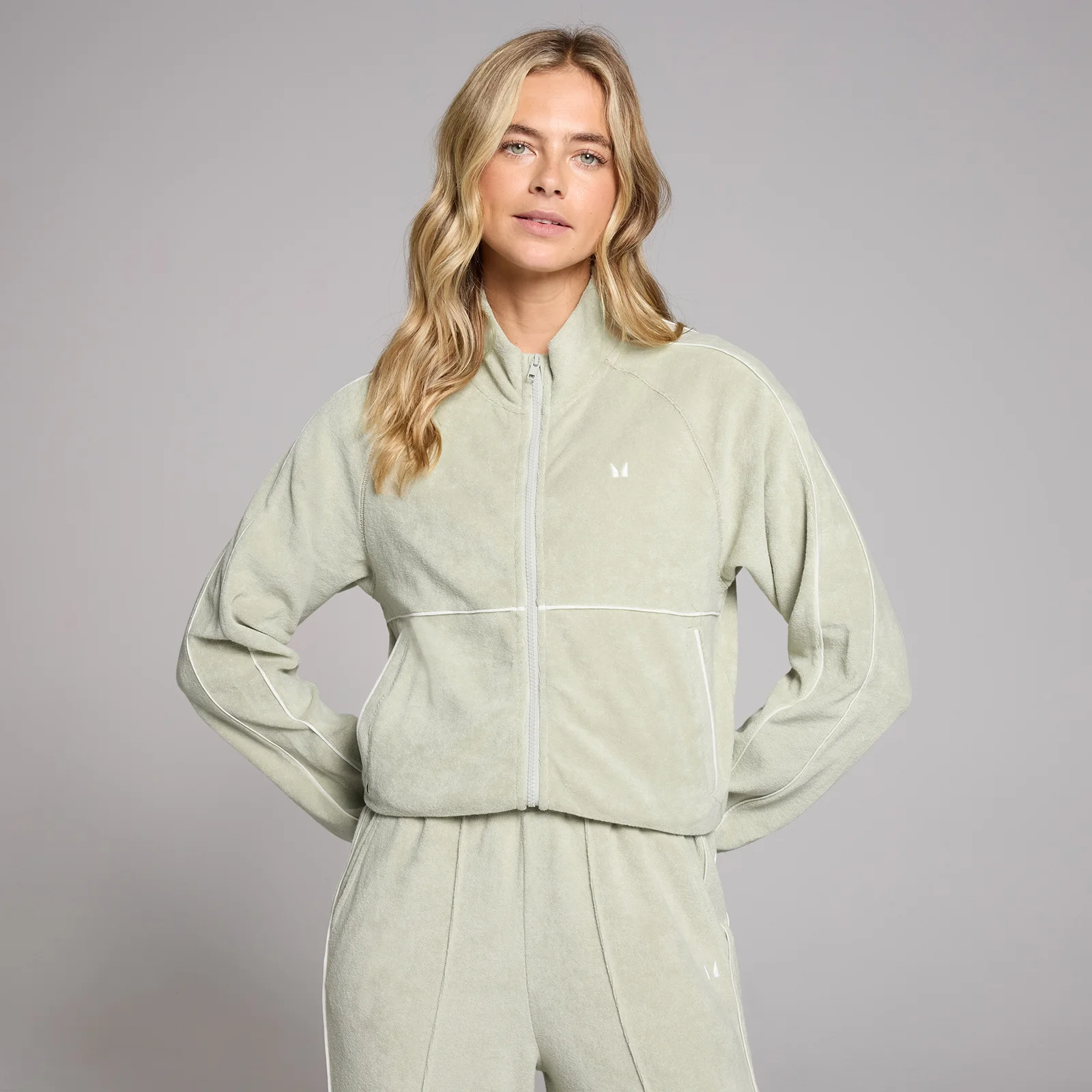 MP Women's Lifestyle Towelling Tracksuit Jacket - ženski gornji deo trenerke - mineralnozeleni - XS Slika 1