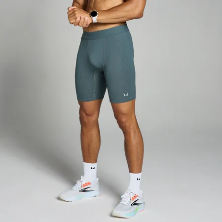 MP Men's Velocity Contrast Ribbed Baselayer Short - muški šorts - antracit-sivi