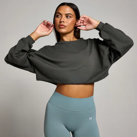 MP Women's Tempo Slouchy Cropped Long Sleeve Top - ženska majica sa dugim rukavima - noćna siva