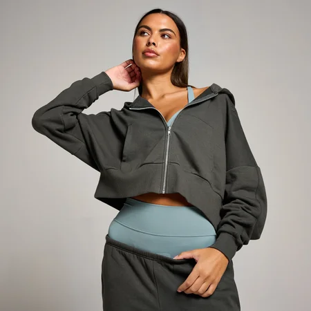 MP Women's Tempo Cropped Zip Through Hoodie - ženska dukserica - noćna siva