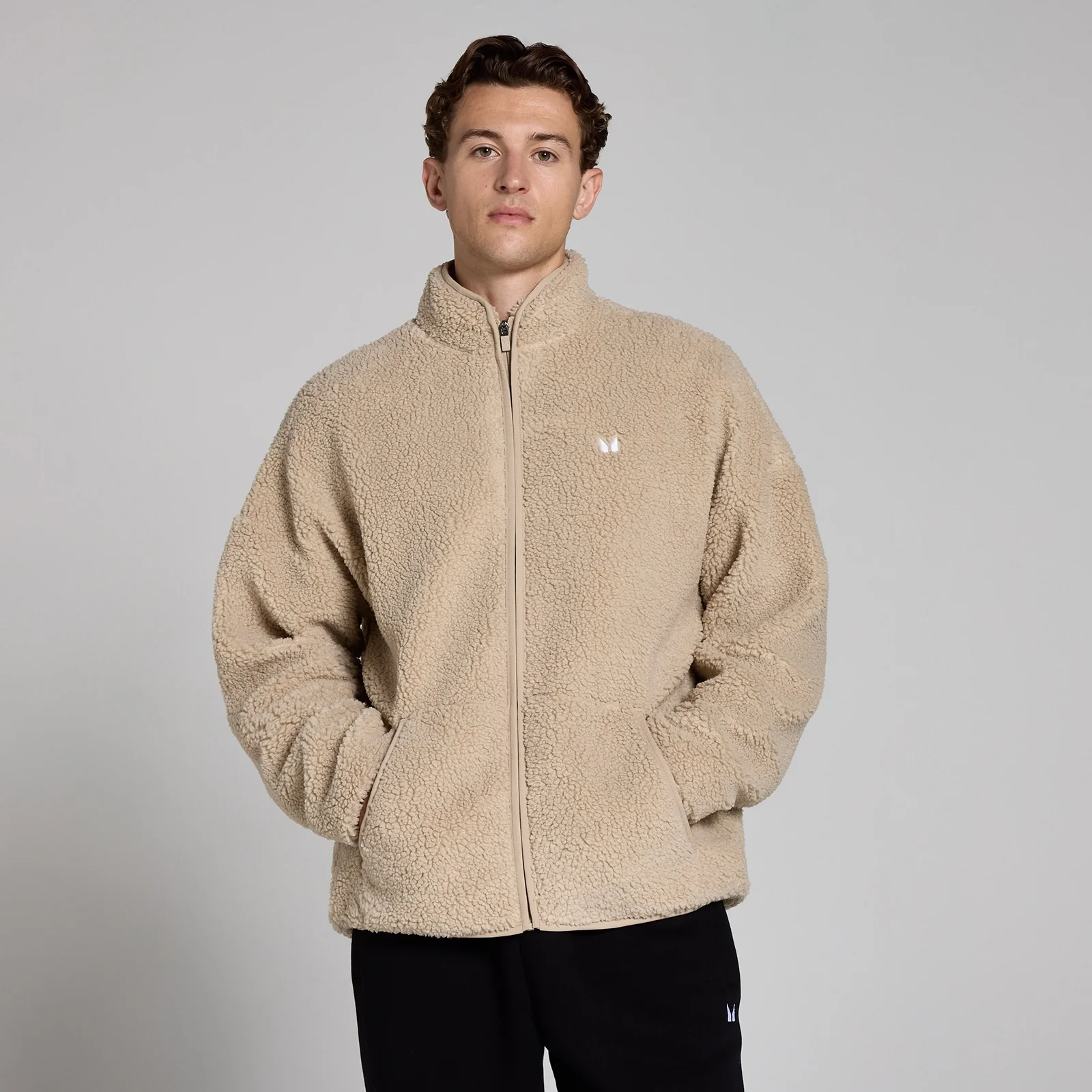MP Men's Borg Full Zip - muška dukserica - bež - XXXL Slika 1