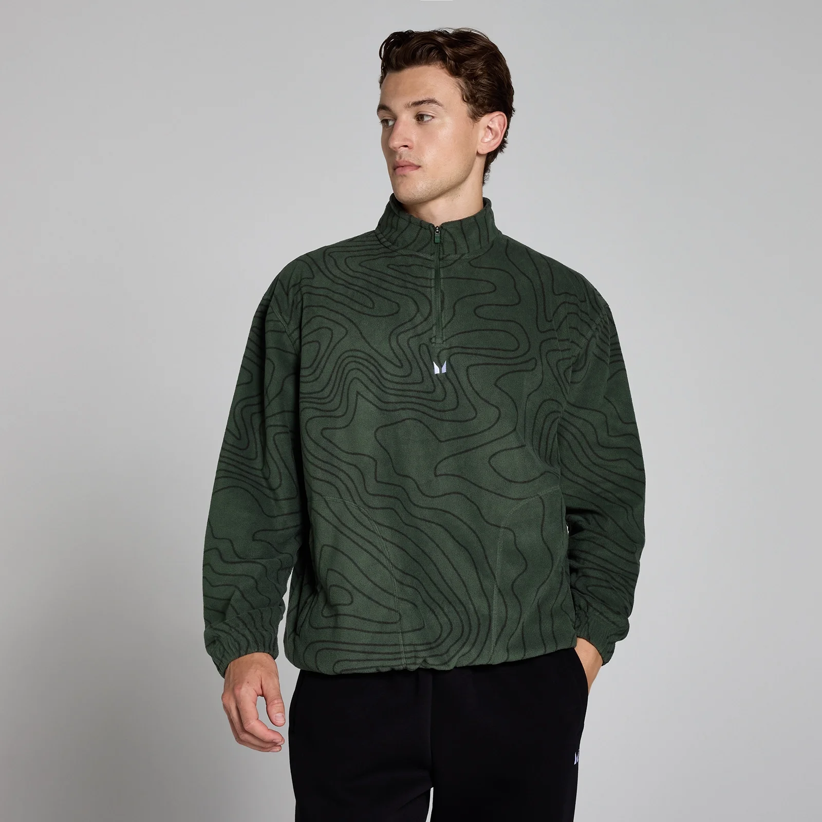 MP Men's Printed 1/4 Zip Fleece - muška bluza sa dugim rukavima - tamnozelena - XS Slika 1