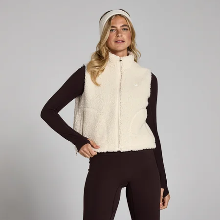 MP Women's Borg Cropped Gilet - ženski prsluk - svetlokrem