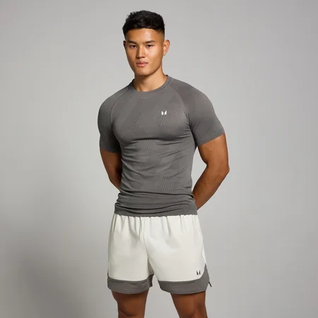 MP Men's Tempo Pillar Graphic Seamless Top - muška majica - tartuf-tamnobraon