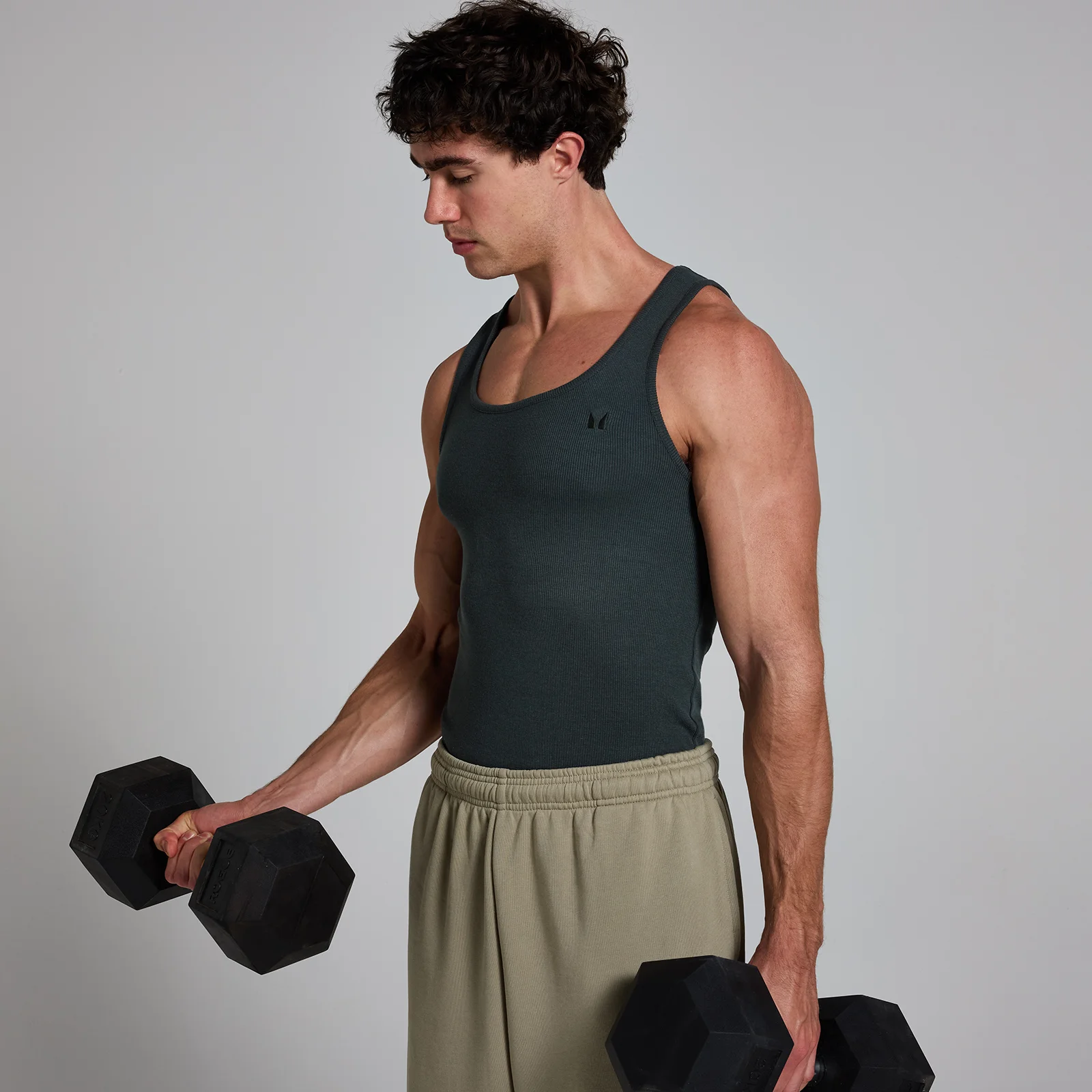 MP Men's Lift Ribbed Muscle Fit Tank - Washed Black - M Slika 1