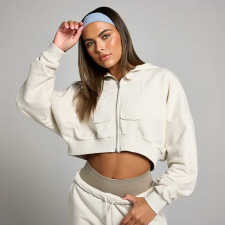 MP Women's Cropped Applique Zip Through Hoodie - ženska dukserica - kost-bela