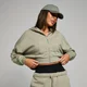 MP Women's Cropped Applique Zip Through Hoodie - ženska dukserica - tamna maslinastozelena