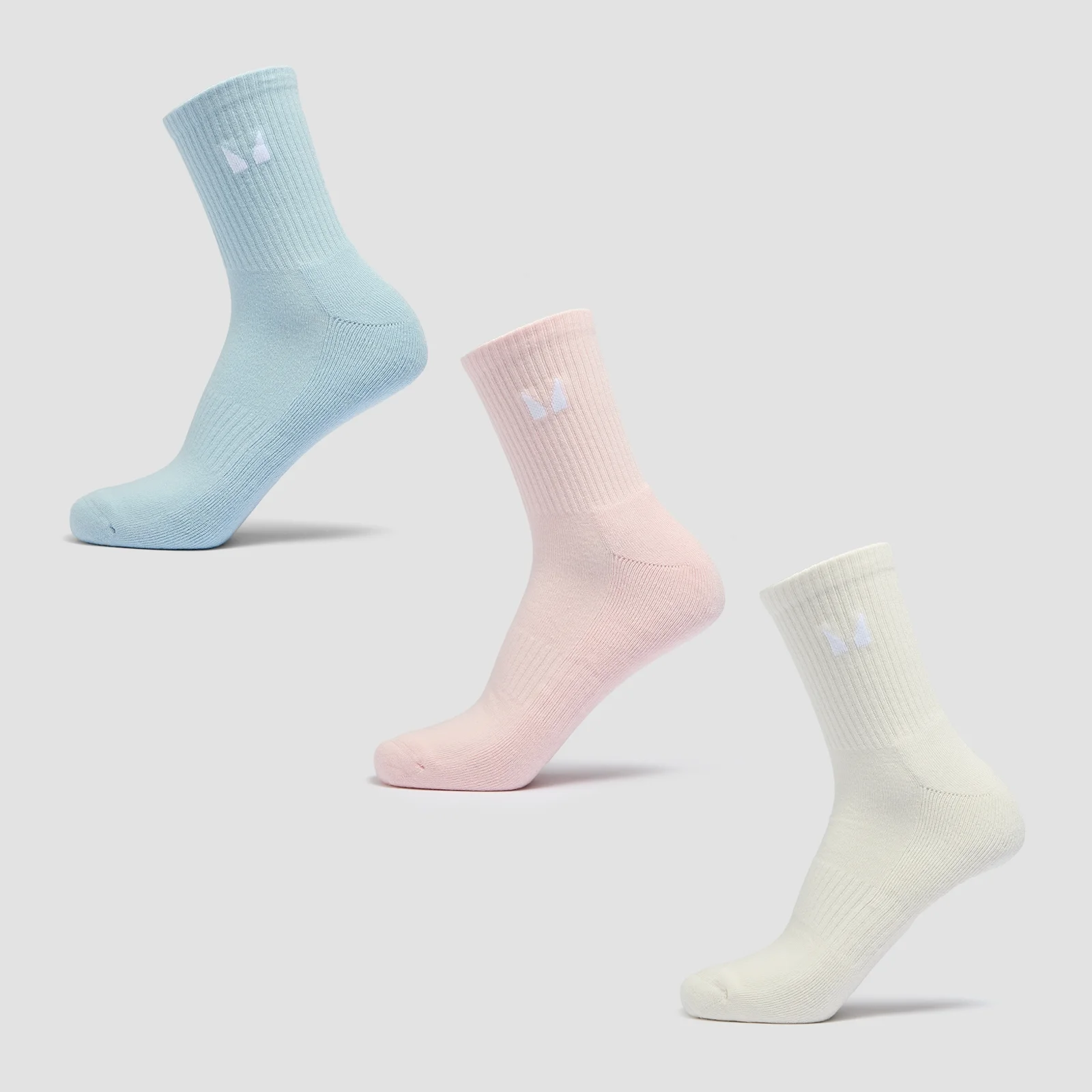 MP Unisex Crew Socks (3 Pack) - čarape (pakovanje od 3 para) - boja pamuka / bebi-roze / bebi-plava - UK 9-11 Slika 1