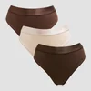MP Women's Mid Rise Thong (3 Pack) - tange (pakovanje od 3 komada) - tamna čokolada / braon / tamnokrem