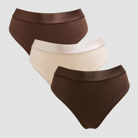 MP Women's Mid Rise Thong (3 Pack) - tange (pakovanje od 3 komada) - tamna čokolada / braon / tamnokrem