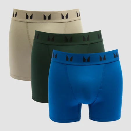 MP Men's Boxers (3 Pack) - muške bokserice (pakovanje od 3 komada) - tamnosmaradna / tamna maslinastozelena / plava