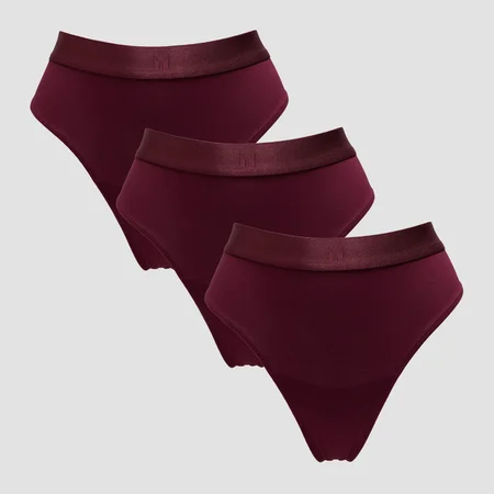 MP Women's Mid Rise Thong (3 Pack) - tange (pakovanje od 3 komada) - tamnobordo
