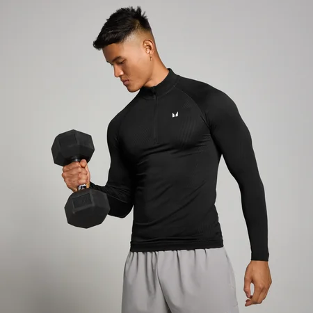 MP Men's Tempo Pillar Graphic Seamless 1/4 Zip - muška majica sa dugim rukavima - crna