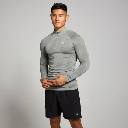 MP Men's Tempo Pillar Graphic Seamless 1/4 Zip - muška majica sa dugim rukavima - tamnosiva