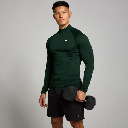 MP Men's Tempo Pillar Graphic Seamless 1/4 Zip - muška majica sa dugim rukavima - tamnosmaragdna