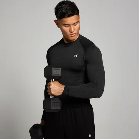 MP Men's Tempo Pillar Graphic Seamless Long Sleeve Top - muška majica sa dugim rukavima - crna