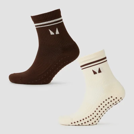 MP Pilates Socks (2 pack) - čarape za pilates (pakovanje od 2 para) - svetlokrem/čokolada